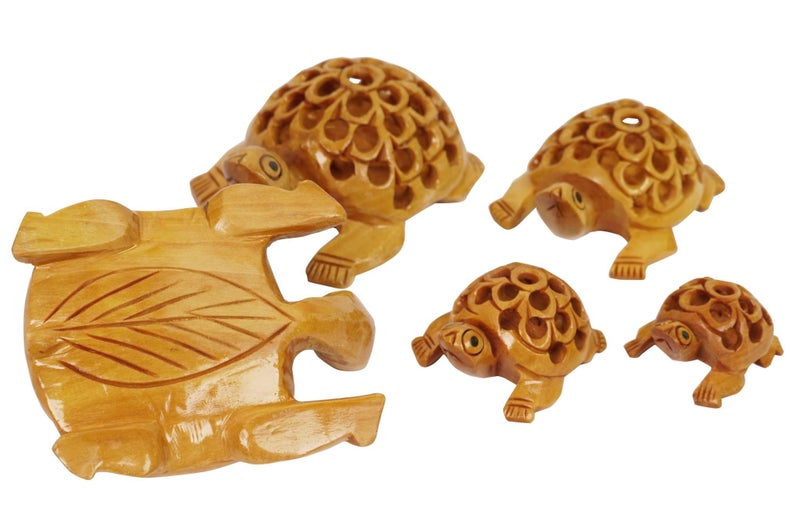 IBA Indianbeautifulart Wooden Undercut Turtle Beautiful Handmade Carving Animal Carousel 2