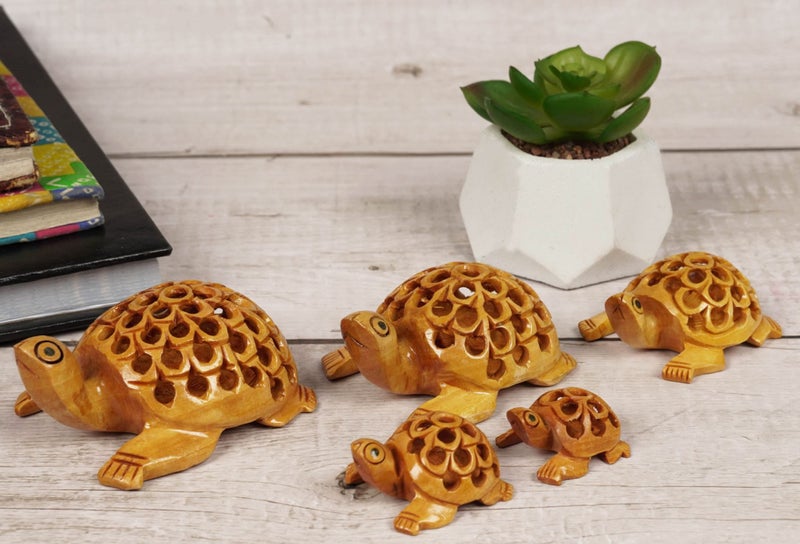 IBA Indianbeautifulart Wooden Undercut Turtle Beautiful Handmade Carving Animal Carousel 6
