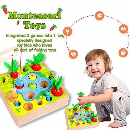Kids Toy Wooden Sensory Education Carousel 2