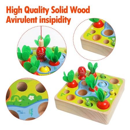 Kids Toy Wooden Sensory Education Carousel 16
