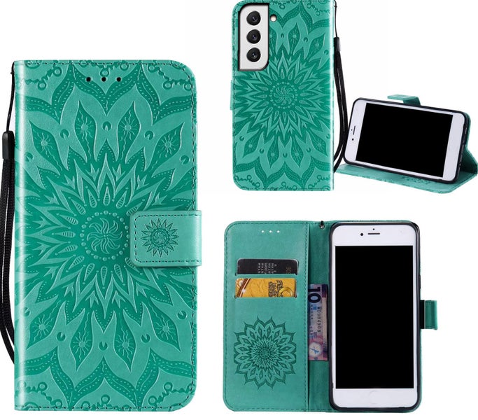 Samsung Galaxy a34 5g Pu Leather Wallet Case Embossed Sunflower Card Slot grn Carousel 1