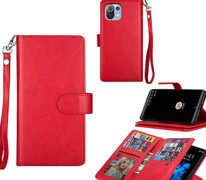 Xiaomi Mi 11 lite Luxury Multifunction wallet case 9 card & red Carousel 1