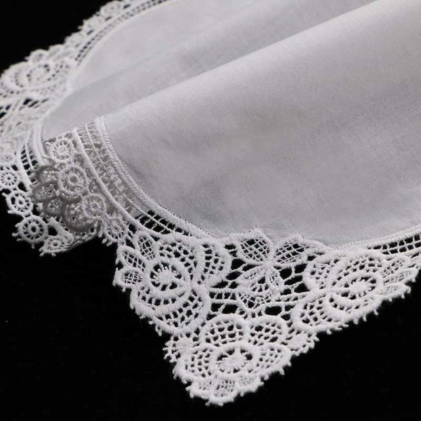 Lace wedding handkerchief in 100% premium cotton "Arabella" Carousel 1