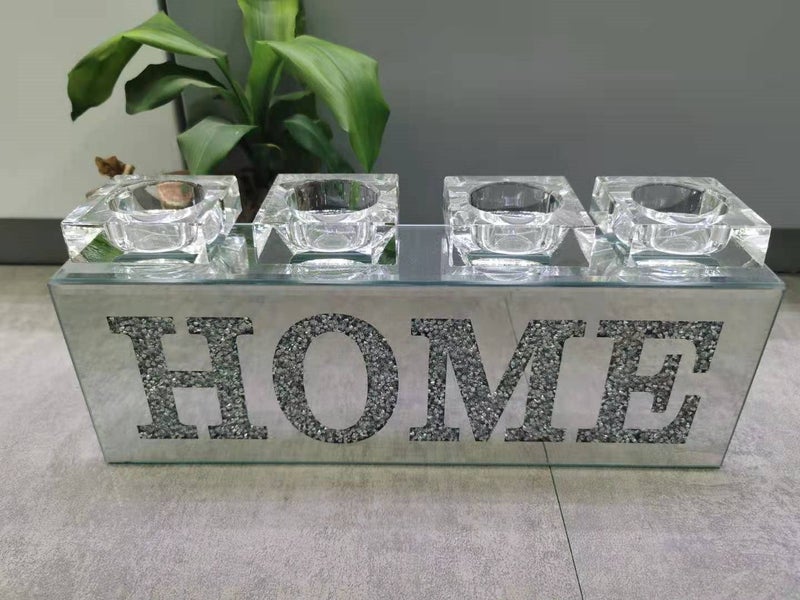 CANDLE HOLDER CRYSTAL TEALIGHT STAND HOME MIRROR Carousel 1
