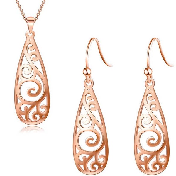 Rose-Gold NZ Koru Jewellery Set "Aroha" Carousel 1