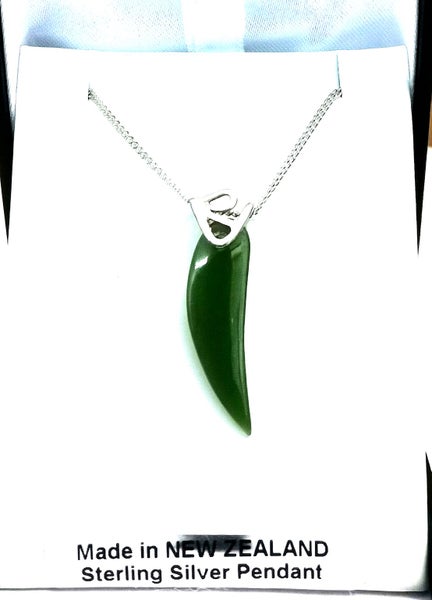 Greenstone sharkTooth with Sterling Silver Bail Carousel 1