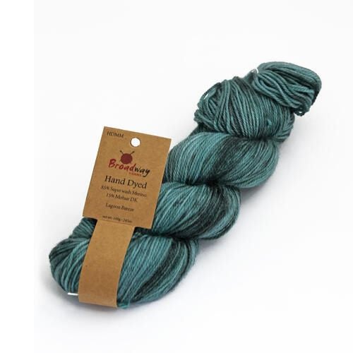 Broadway Yarns Hand Dyed 85% Merino Superwash / 15% Mohair DK 110 Lagoon Breeze Carousel 1