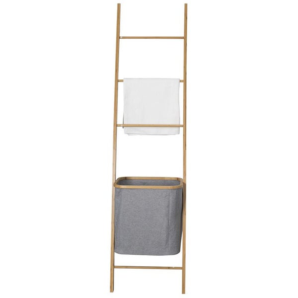 Bamboo Wall Leaning Ladder Laundry Basket Shelf 180 cm Carousel 9