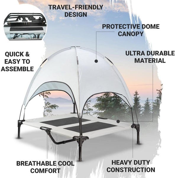 Elevated Outdoor Dog Bed with Canopy-L Carousel 1