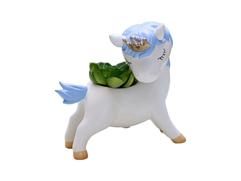 1X Unicorn Succulent Planter Pot Plant Pot Blue Carousel 1