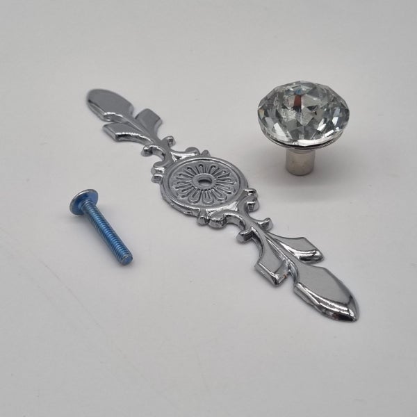 120mm Crystal Glass w Silver Base Knobs Pulls 120x25mm Carousel 2