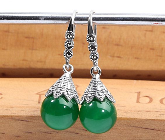 Green Chalcedony Gemstone Earrings ** Clearance ** Carousel 1