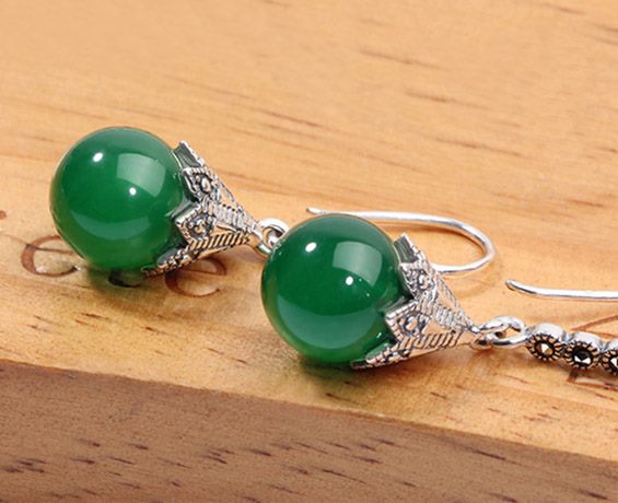 Green Chalcedony Gemstone Earrings ** Clearance ** Carousel 2
