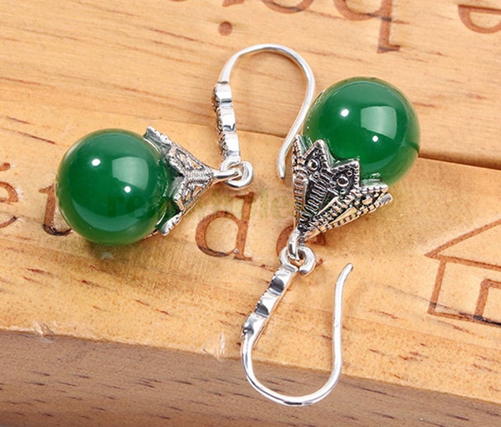Green Chalcedony Gemstone Earrings ** Clearance ** Carousel 4
