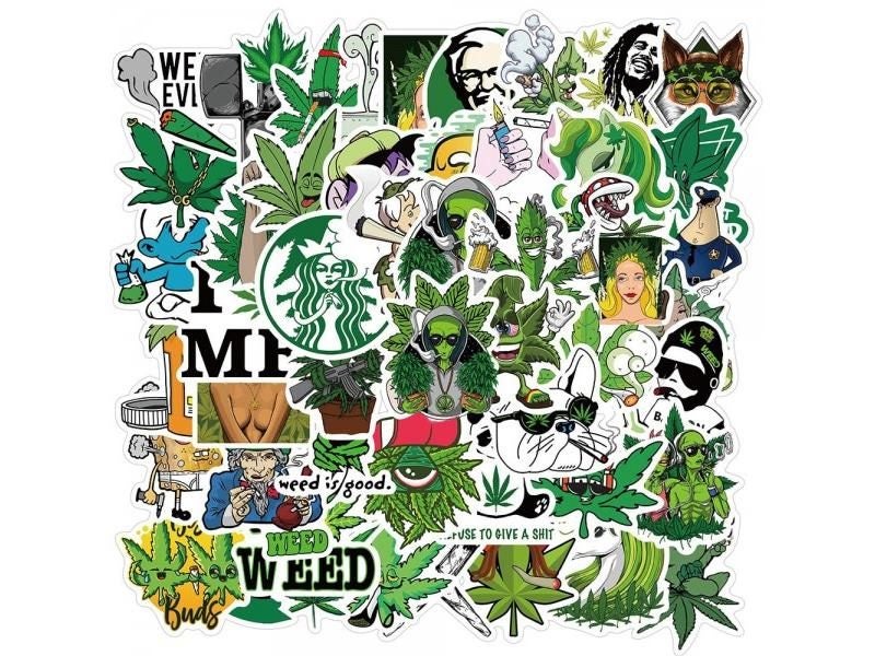 10/30/50PCS Funny Characters Leaves Weed Smoking Graffiti Stickers Bike Travel Carousel 1