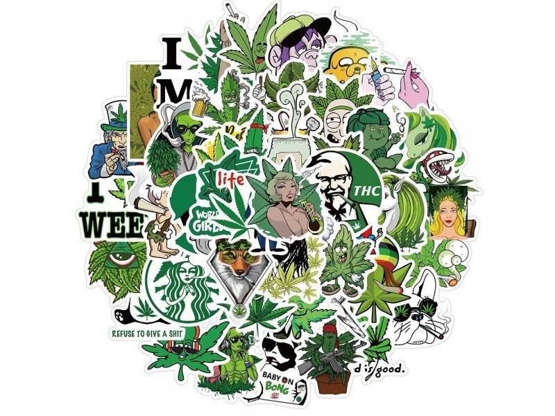 10/30/50PCS Funny Characters Leaves Weed Smoking Graffiti Stickers Bike Travel Carousel 2