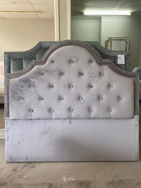 CLEARANCE - Sergio Upholstery Headboard Queen - Grey Velvet *** 55%Off *** Carousel 2