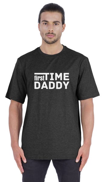 Inkmeso Men's Graphic Printed "First Time Daddy" Short Sleeve Tee Shirt Jersey Carousel 1