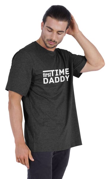 Inkmeso Men's Graphic Printed "First Time Daddy" Short Sleeve Tee Shirt Jersey Carousel 2