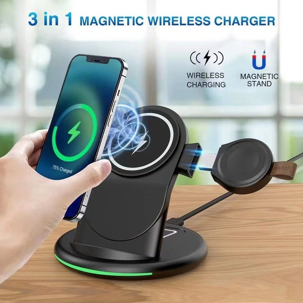3 in 1 Magsafe fast Charger for iPhone, Watch and Airpods. Carousel 1