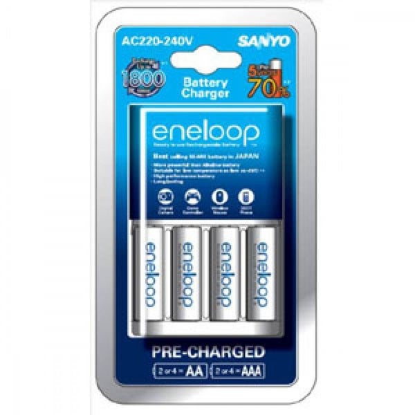 Panasonic 220-240V Eneloop Overnight Charger W/4 x Carousel 1