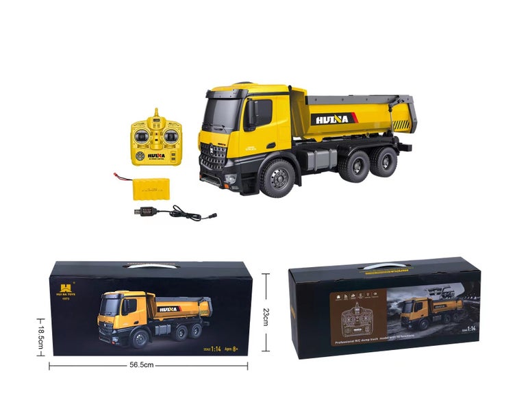 HUINA 1573 1:14 Remote Control Dump Truck, 10CH, 2.4GHZ, Alloy,rechargeable Carousel 2