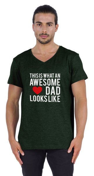 Inkmeso "This Is What An Awesome Dad Looks Like" Quotes Tshirt For Men Cotton Carousel 1