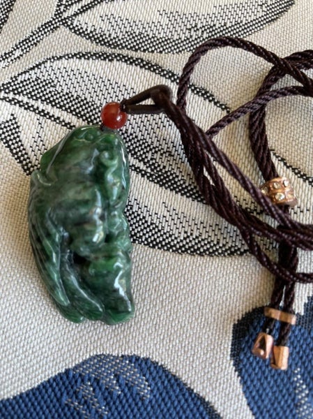 100% untreated natural jadeite jade Owl pendant Carousel 1