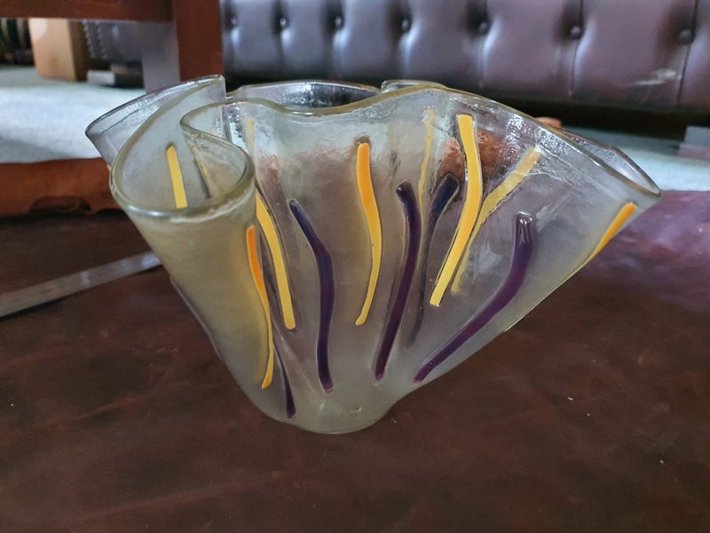Vintage Fluted Art Glass Bowl/Vase Carousel 6