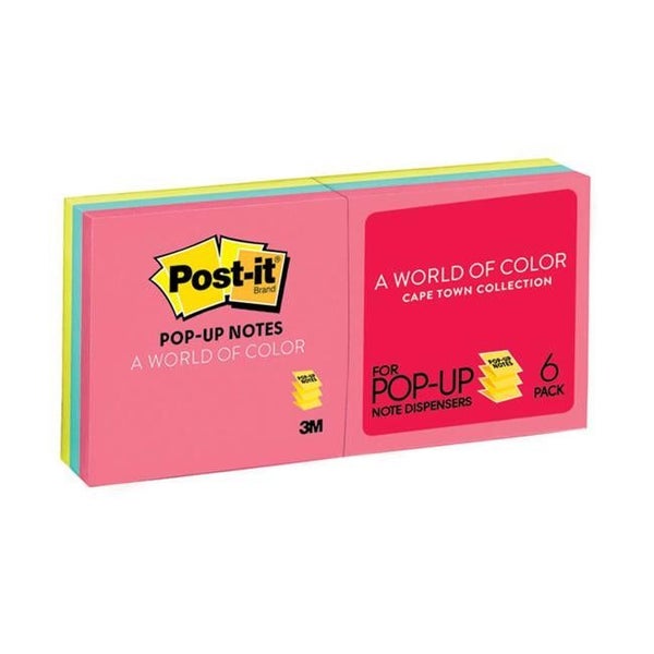 Post-it Pop-Up Notes R330-AN 76x76mm Cape Town Pack of 6 Carousel 1