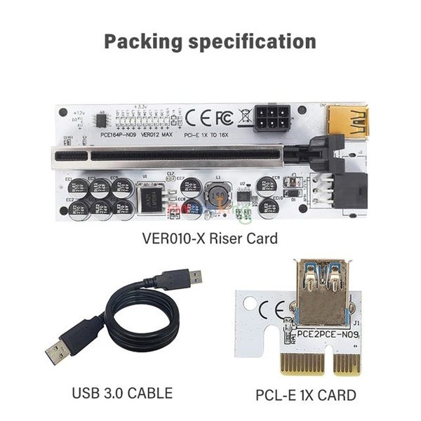 PCI-E USB 3.0 Riser Card v012 MAX x1 to x16 Mining Riser GPU for Mining Rig Carousel 2