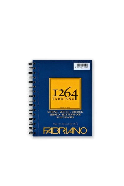 Fabriano 1264 Sketch Pad Spiral (Long Side) 90gsm A4 120 Sheets Carousel 1