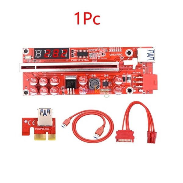 PCI-E USB 3.0 Riser Card v013 PRO x1 to x16 Mining Riser GPU 6Pin 10LED Lights Carousel 1