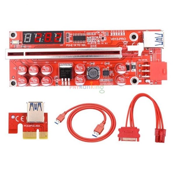 PCI-E USB 3.0 Riser Card v013 PRO x1 to x16 Mining Riser GPU 6Pin 10LED Lights Carousel 15