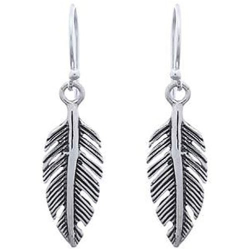 925 Sterling Silver Feather Drop Earrings "Marama" Carousel 1