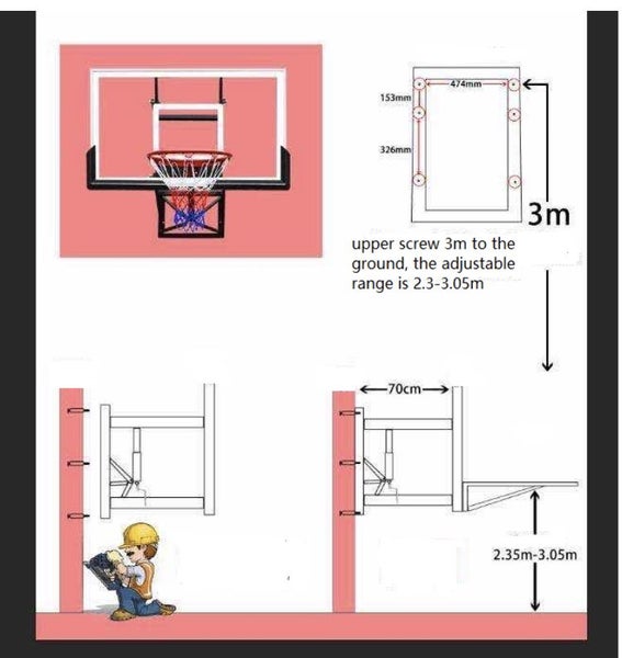WALL MOUNTING BASKETBALL HOOP AND BACKBOARD Carousel 5