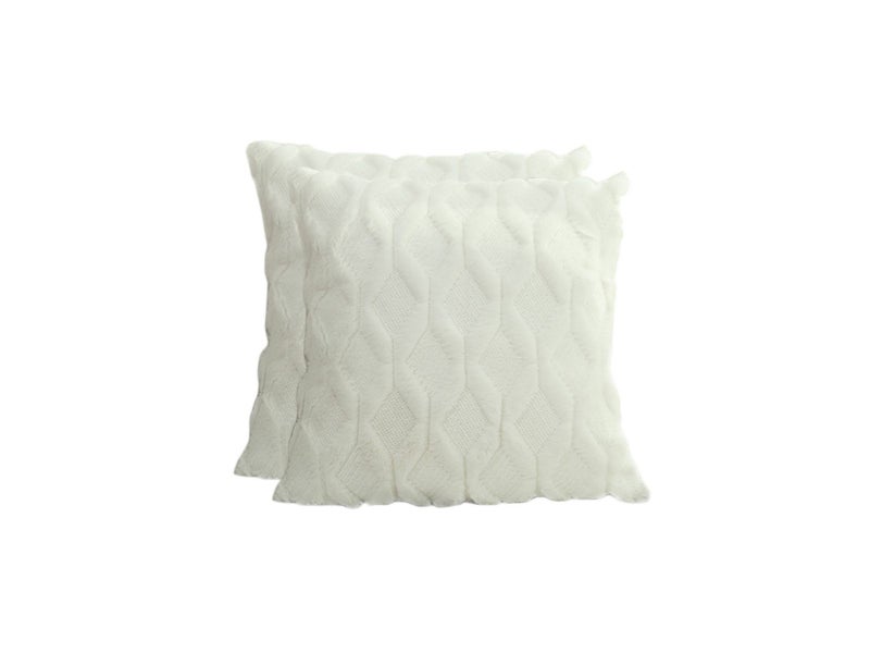 2 X Plush Cushion Cover Pillowcase Throw Pillow Covers Pillowcase - White Carousel 1