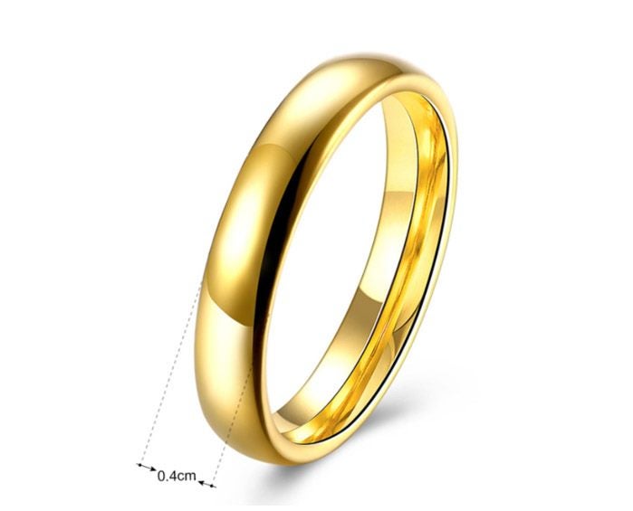 Wedding Ring in 316 Stainless Steel & Gold Plated Unisex Ring / Size 8 Carousel 2