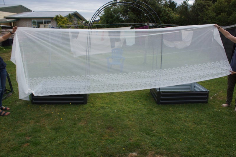 Net Curtains. White. Continuous. 137cm. x 4.8m. Can be cut to length Carousel 1