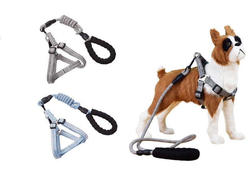 2X S Size Adjustable Pet Dog Harness with Leash Blue Grey Carousel 1
