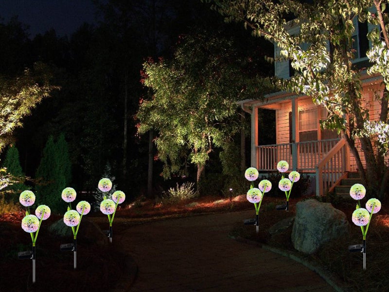 4X Solar Powered Dandelion Lights Patio Stake Walkway Lamp Outdoor Garden Decor Carousel 2
