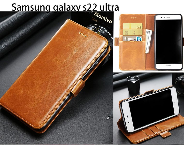 Galaxy s25 ultra case executive leather wallet slim cow hide finish brn Carousel 1