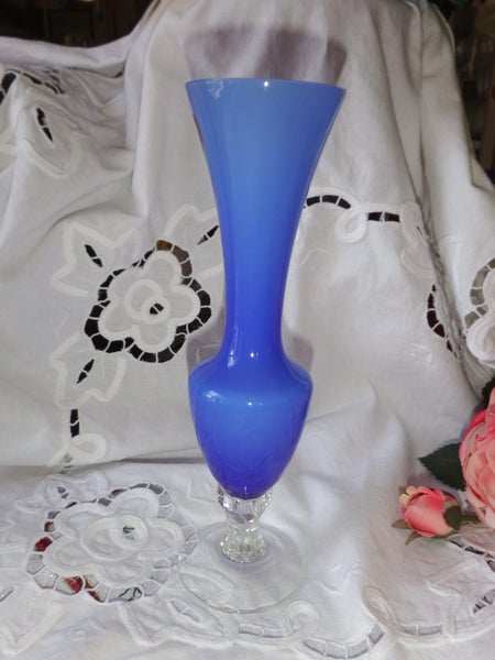 Mid Century Hand Blown Blue Vase Carousel 1