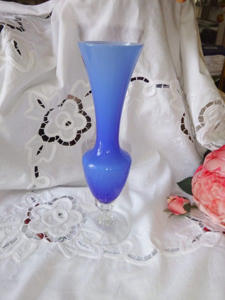 Mid Century Hand Blown Blue Vase Carousel 2