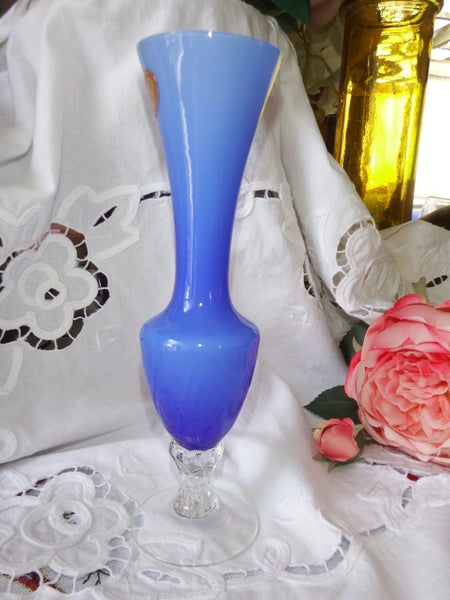 Mid Century Hand Blown Blue Vase Carousel 5