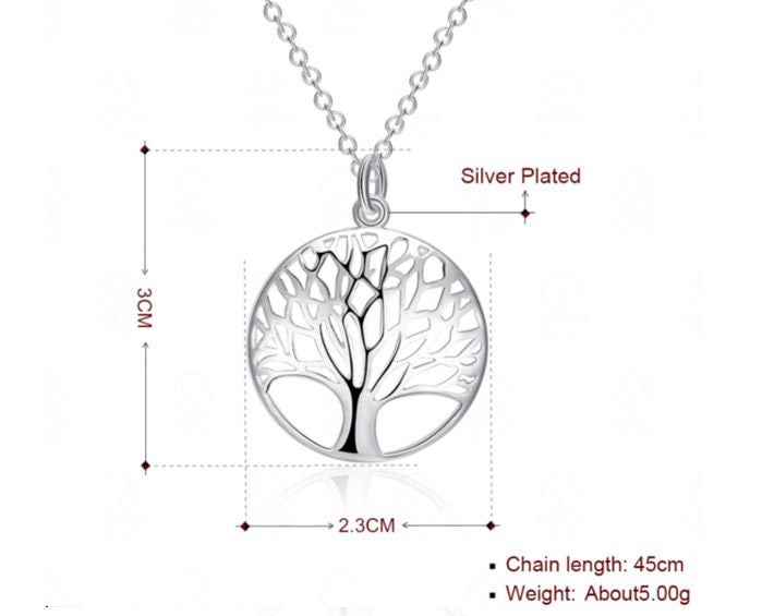 Necklace With Tree of Life Pendant Silver Plated - Gift idea Carousel 2
