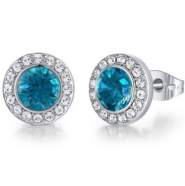 925 Sterling Silver Crystal Stud Earrings "Briar" (Green) Carousel 1
