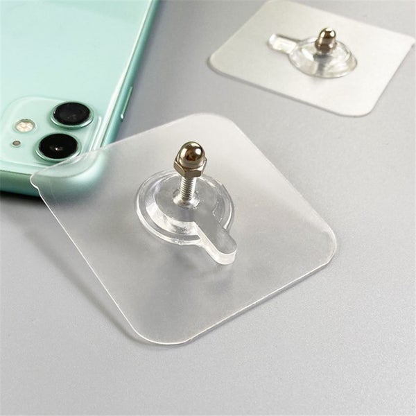 Adhesive Nail Free Wall hooks with stainless steel screws x 4 Carousel 1