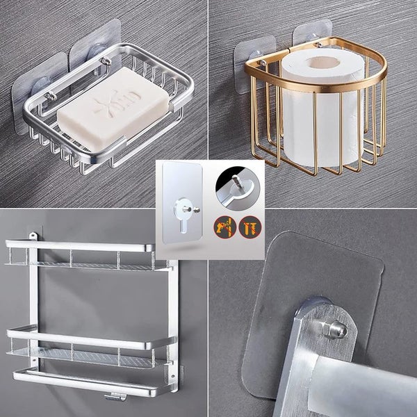 Adhesive Nail Free Wall hooks with stainless steel screws x 4 Carousel 6