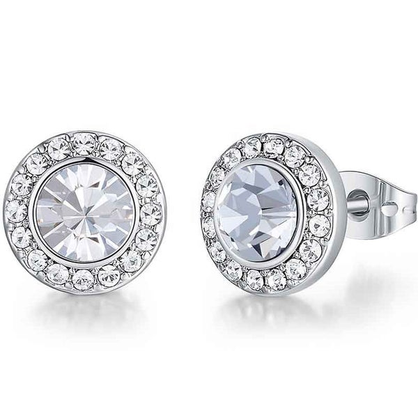 925 Sterling Silver Crystal Stud Earrings "Briar" (Crystal) Carousel 1